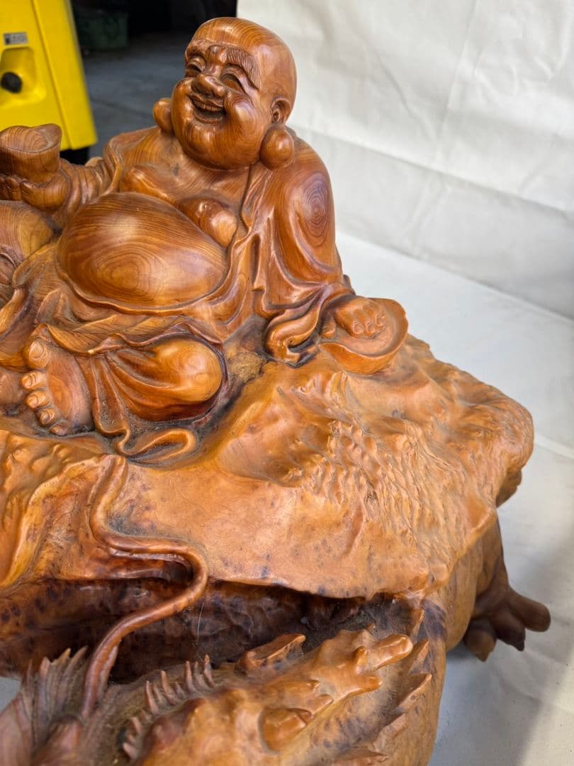 布袋様　木製　オブジェ　インテリア　七福神　縁起物