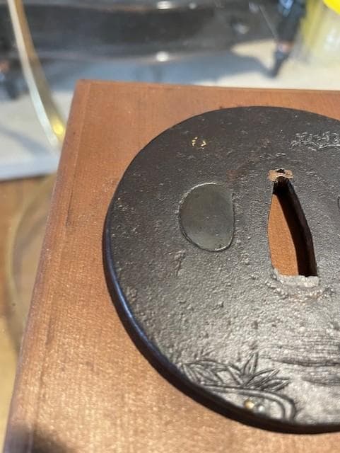 鉄製浮世絵風鍔(つば)