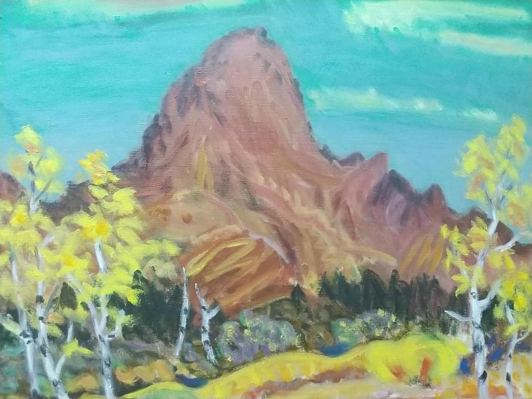 絵画 油絵 P10「烏帽子ヶ岳」