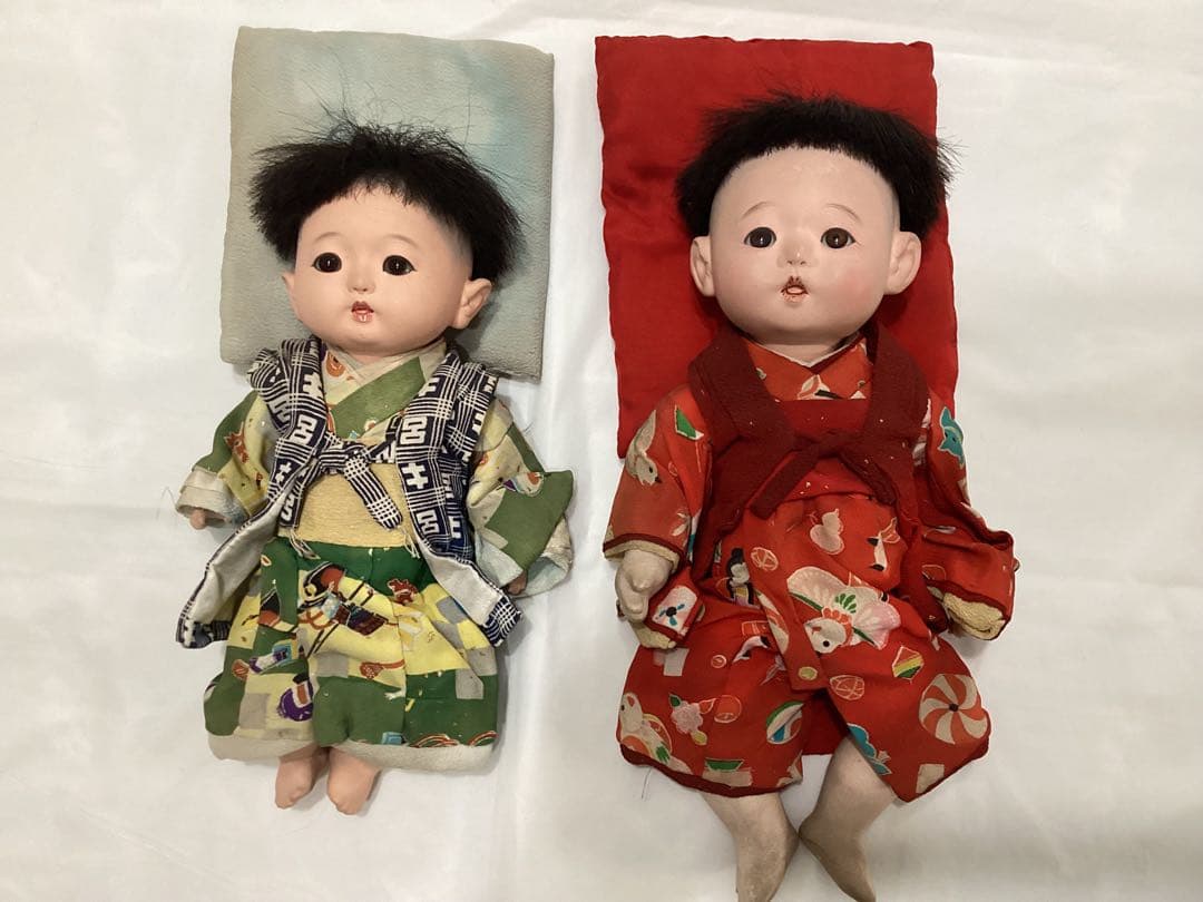 市松人形 赤ちゃん　ビスクドール　大正・昭和　アンティーク人形2体セット