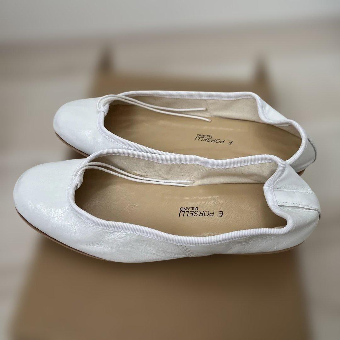 E. Porselli ホワイト バレエシューズ