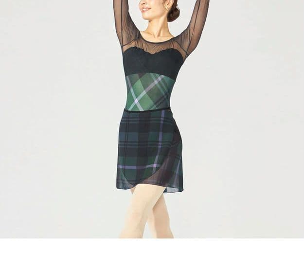 チャコット　チェック柄　ジョシュア エリス　七分袖レオタード