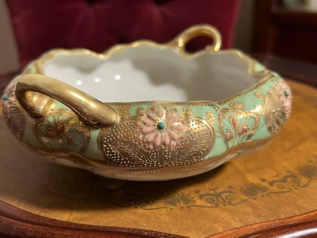 オールドノリタケ　メイプルリーフ印　金彩装飾　陶器ボウル