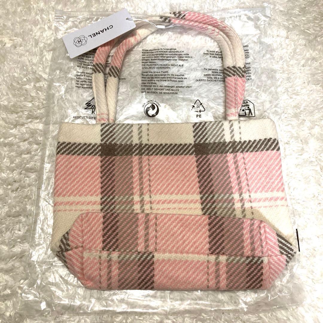 CHANEL チェック柄トートバッグ　シフォン