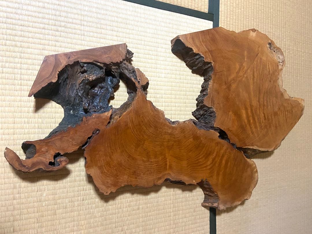 極希少・時代物天然欅けやき一枚板　瘤杢・自然穴｜古材銘木　縦 104× 横 65