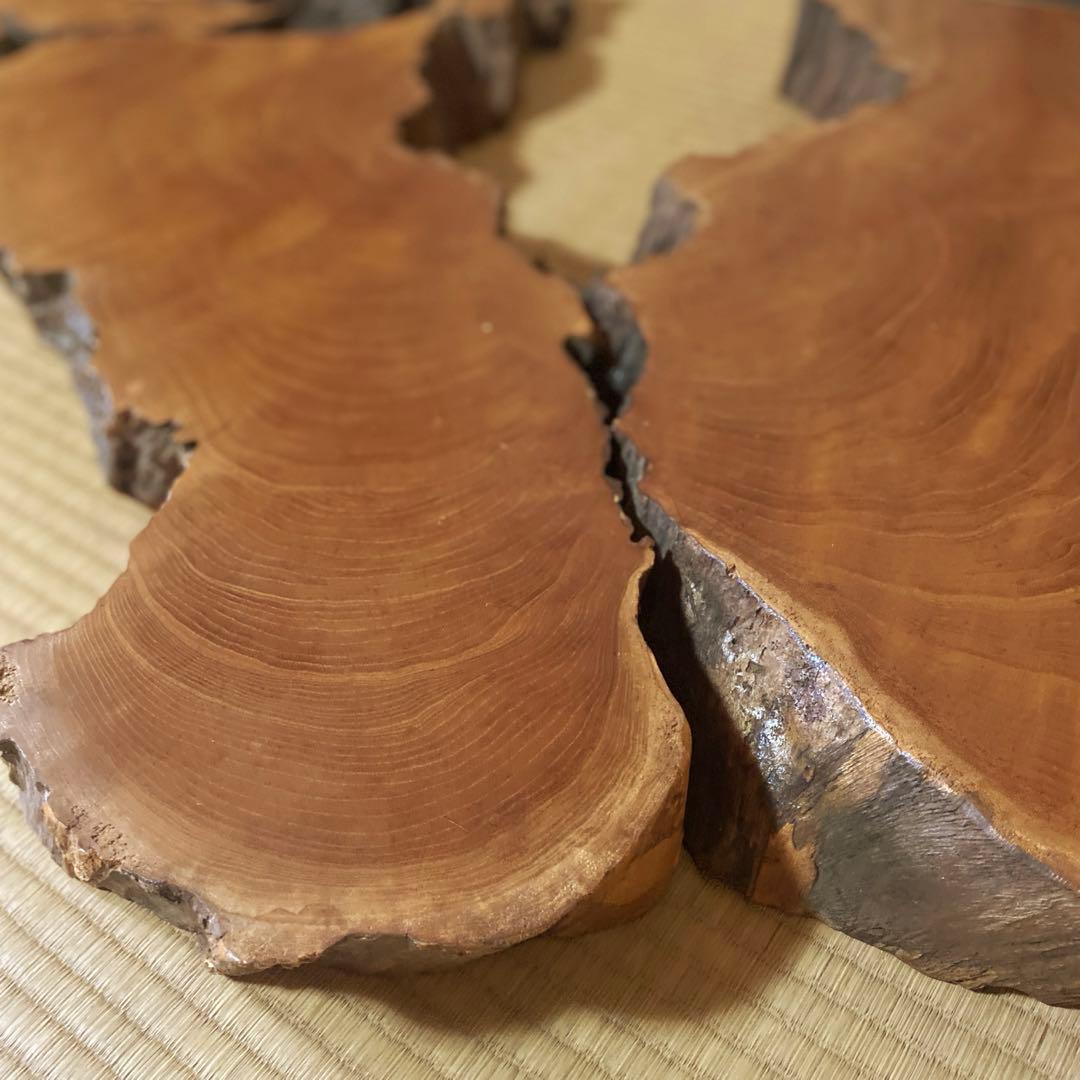 極希少・時代物天然欅けやき一枚板　瘤杢・自然穴｜古材銘木　縦 104× 横 65