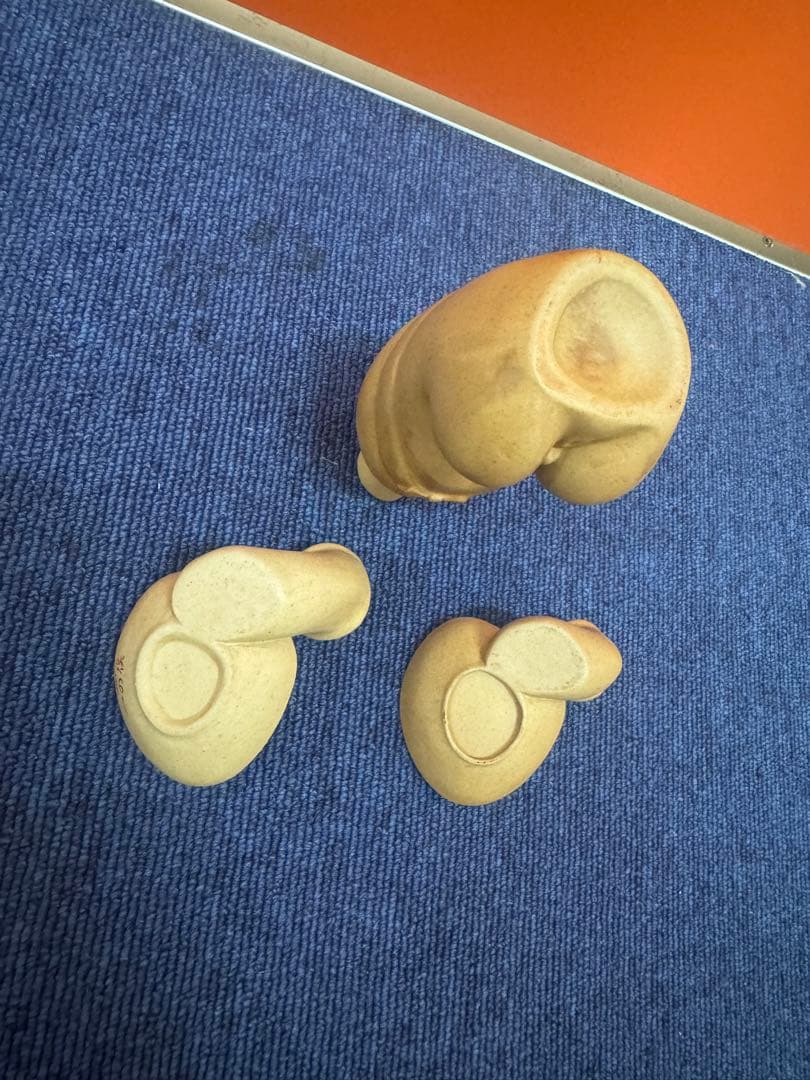 1735 美品 春画陶器 変型おかめ酒器揃　徳利1客　盃2客