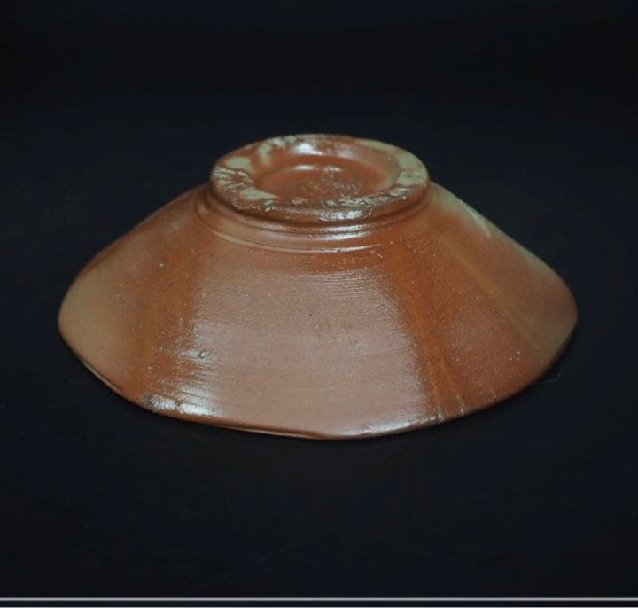 送料無料　備前焼 人間国宝 藤原 雄作　平茶碗　共箱・共布　真作保証