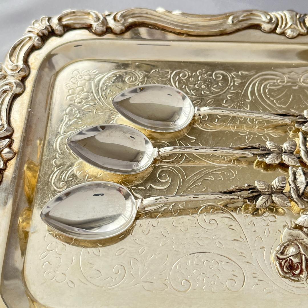 【Cristoph Widmann】 薔薇のティースプーン 6本【純銀】