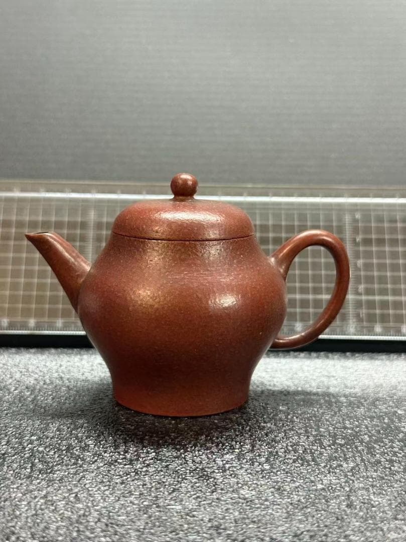 【孟臣 底款 刻漢詩 明月水中来】紫砂壷 朱泥 段泥 煎茶道具 急須 単孔口