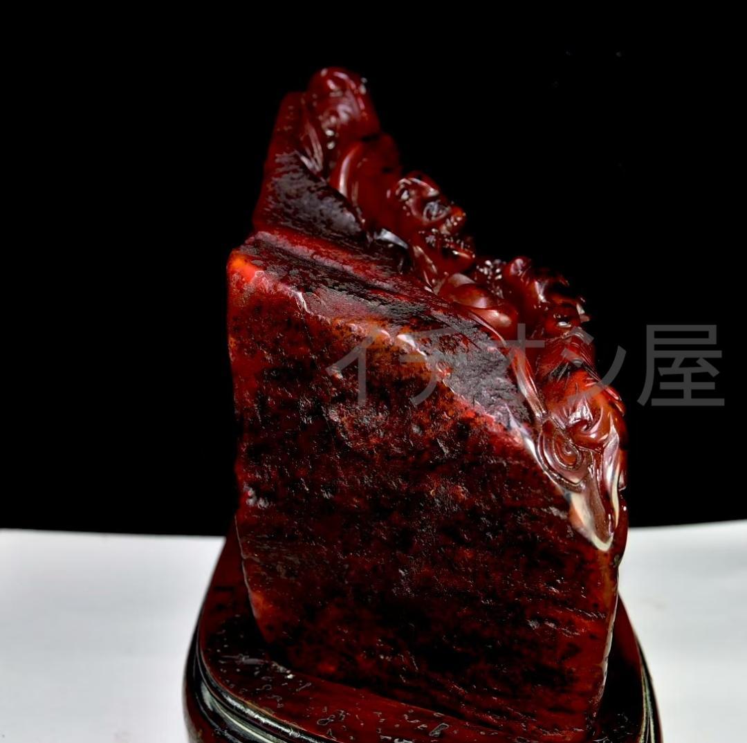 中国古美術 名家西鳳銘 寿山紅田黄石彫 大型置物 極細工 古擺件 骨董品 時代物