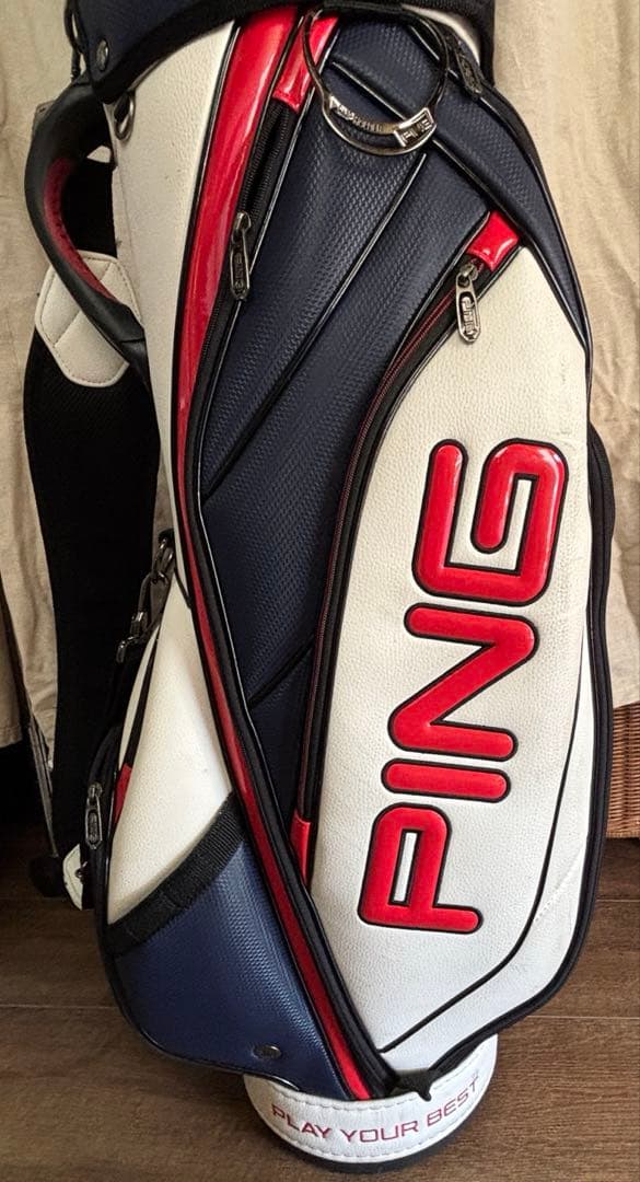PING キャディバッグ ゴルフバッグ　ネイビー/ホワイト/レッド　メンズ