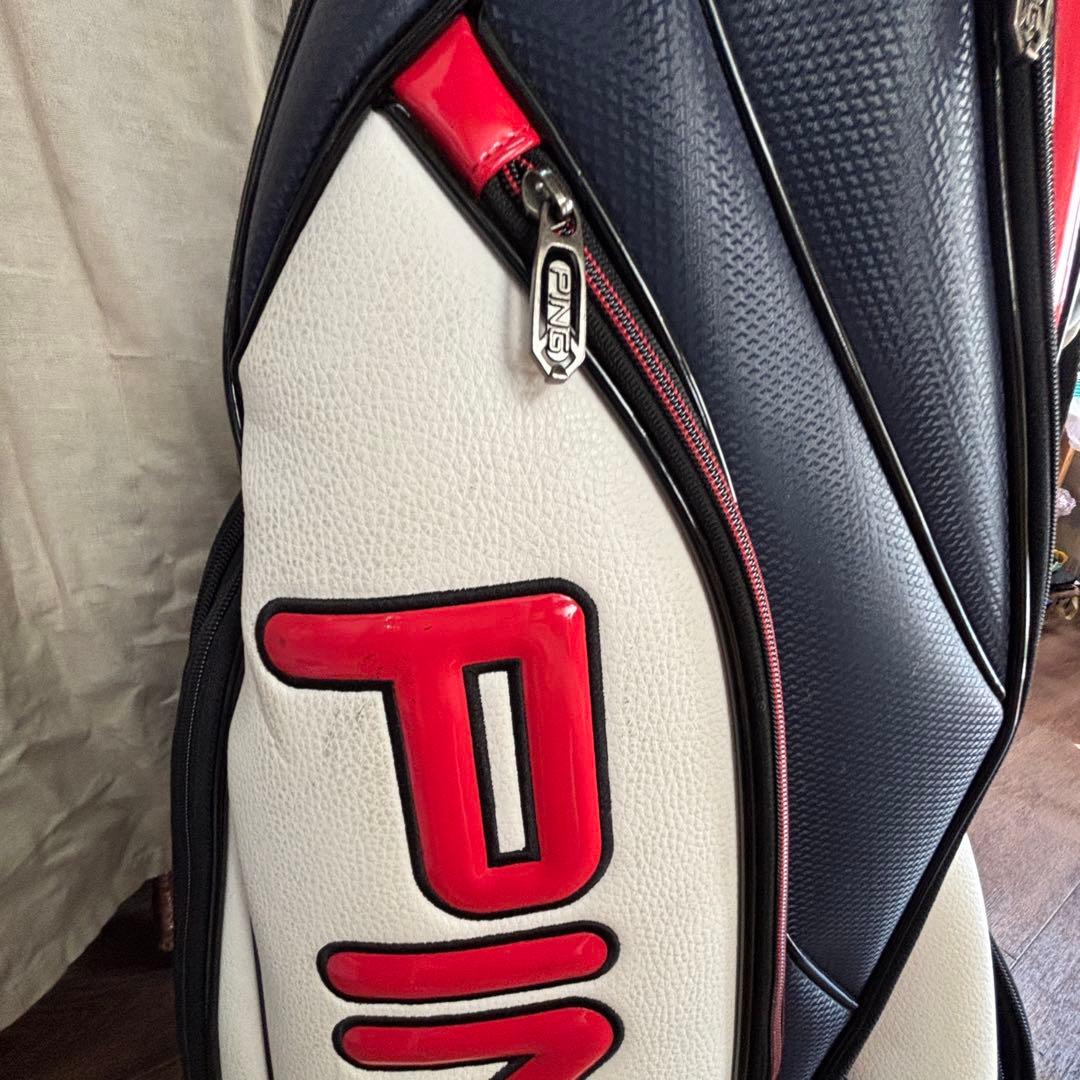 PING キャディバッグ ゴルフバッグ　ネイビー/ホワイト/レッド　メンズ