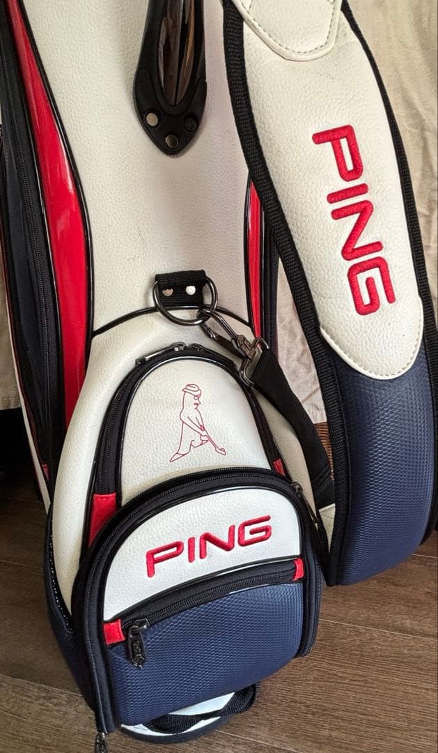PING キャディバッグ ゴルフバッグ　ネイビー/ホワイト/レッド　メンズ