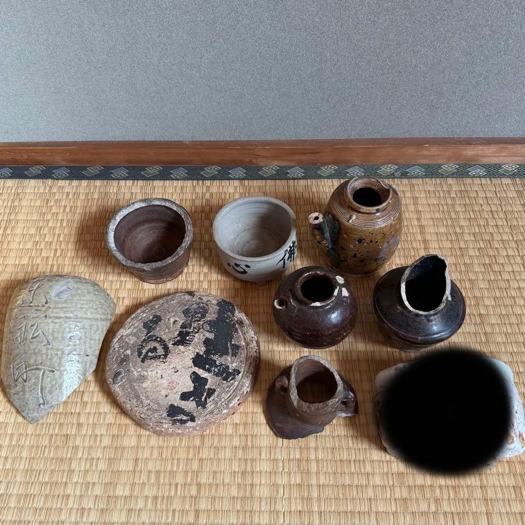 古美濃 美濃 陶片 残欠 江戸時代 水滴 香炉 徳利 茶碗 古美術 骨董 古瀬戸