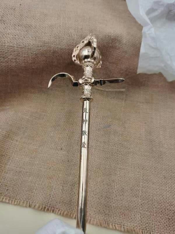 【修縁堂】密教法具 准提金剛勾 精密金属彫り 真鍮製 vajra 26cm
