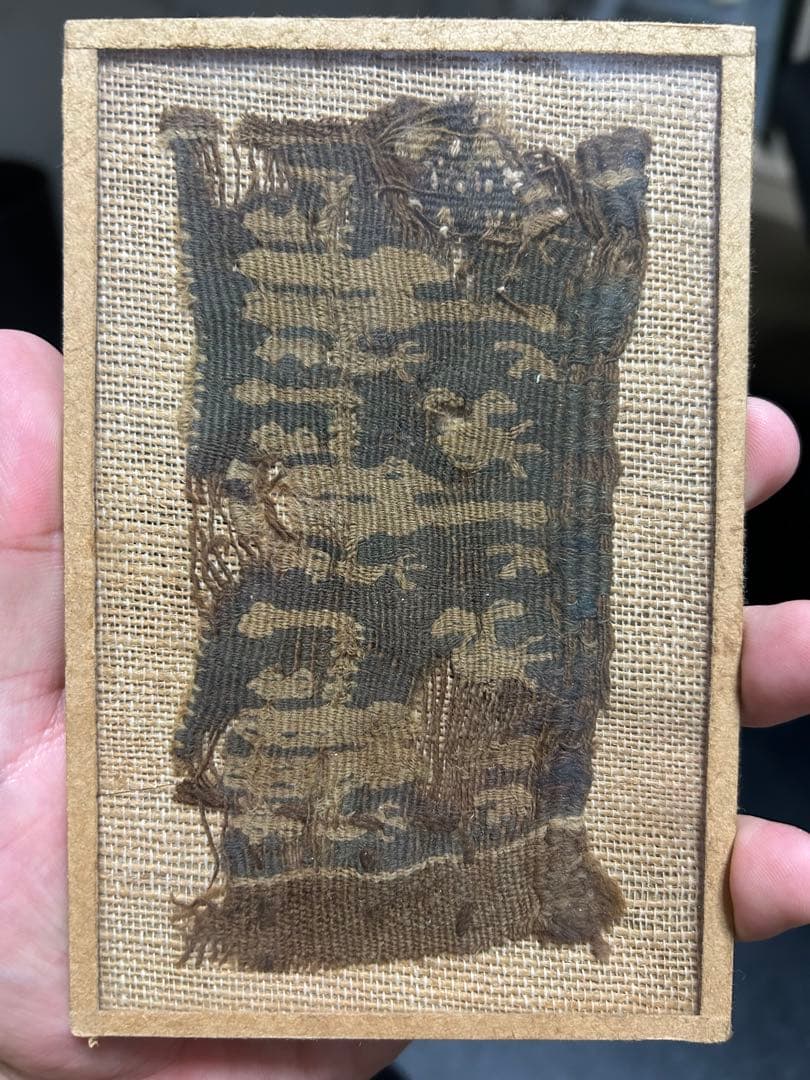 超貴重！コプト裂　染色　古布　額装　織物　エジプト　古代　4～5世紀