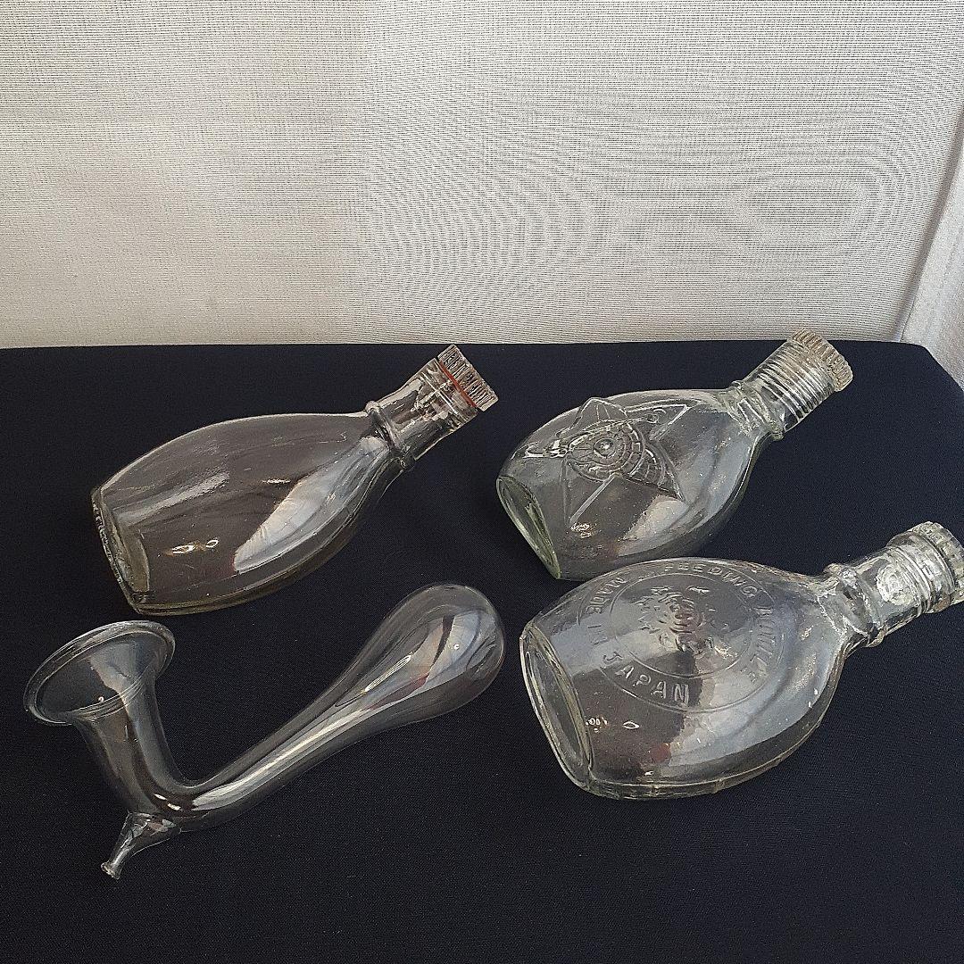 ガラス製哺乳瓶　古いガラス瓶　３本セット　レトロ　 アンティーク