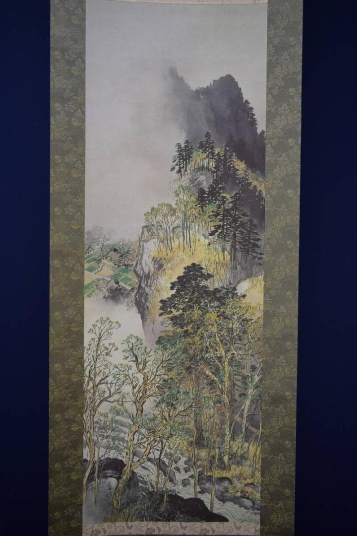 複製/川合玉堂/渓村春信/工芸/桐共箱付/布袋屋掛軸HH-362