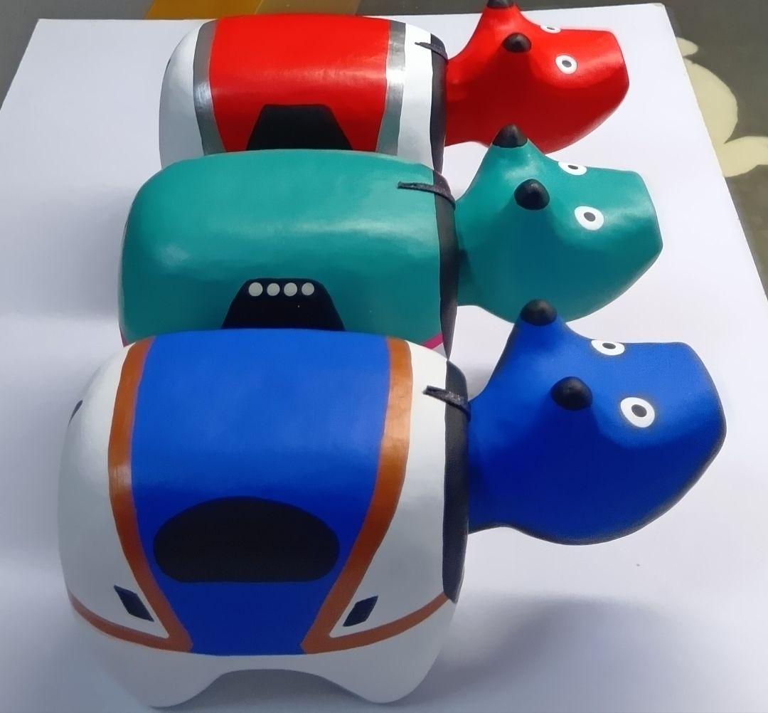 炎*い様 新品　野沢民芸　赤ベコ　新幹線　3号　3個セット