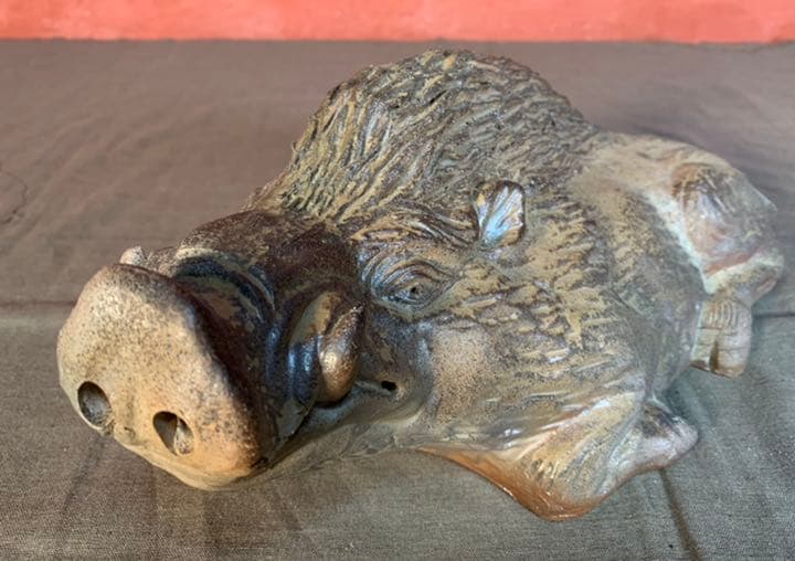 備前焼　小野田瑞穂 作　干支『亥』　共箱有り