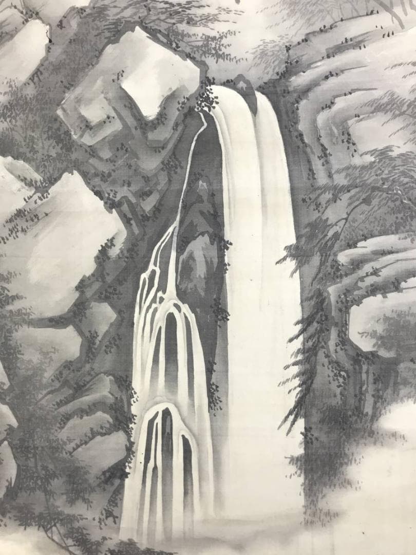 【真作】師氏貫行/滝山水図/掛軸/名家伝来/AD-164