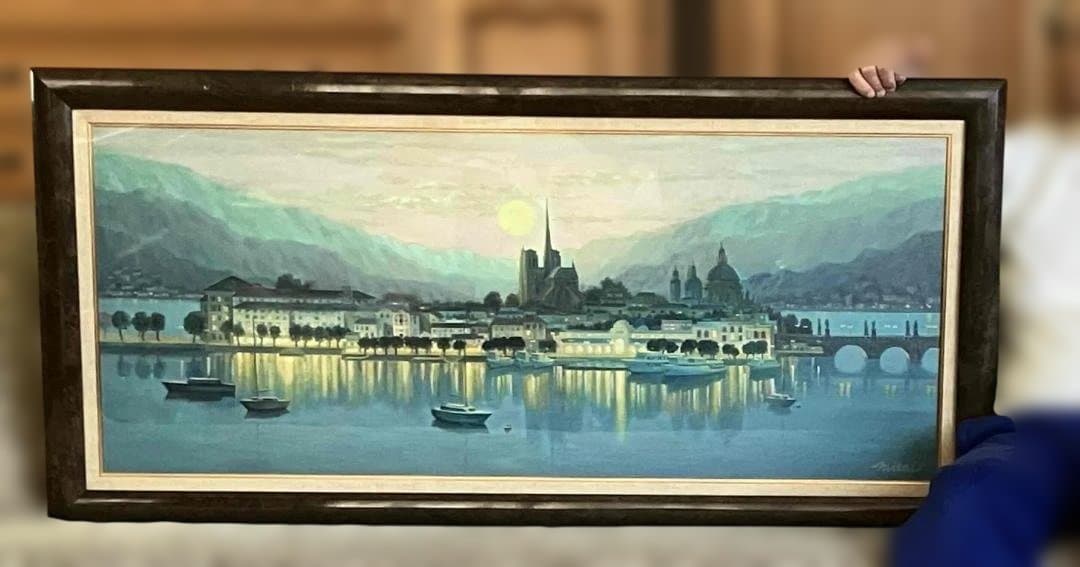 真作保証　川島未雷　「ヨーロッパ風景」　油彩　40号大作　一点もの