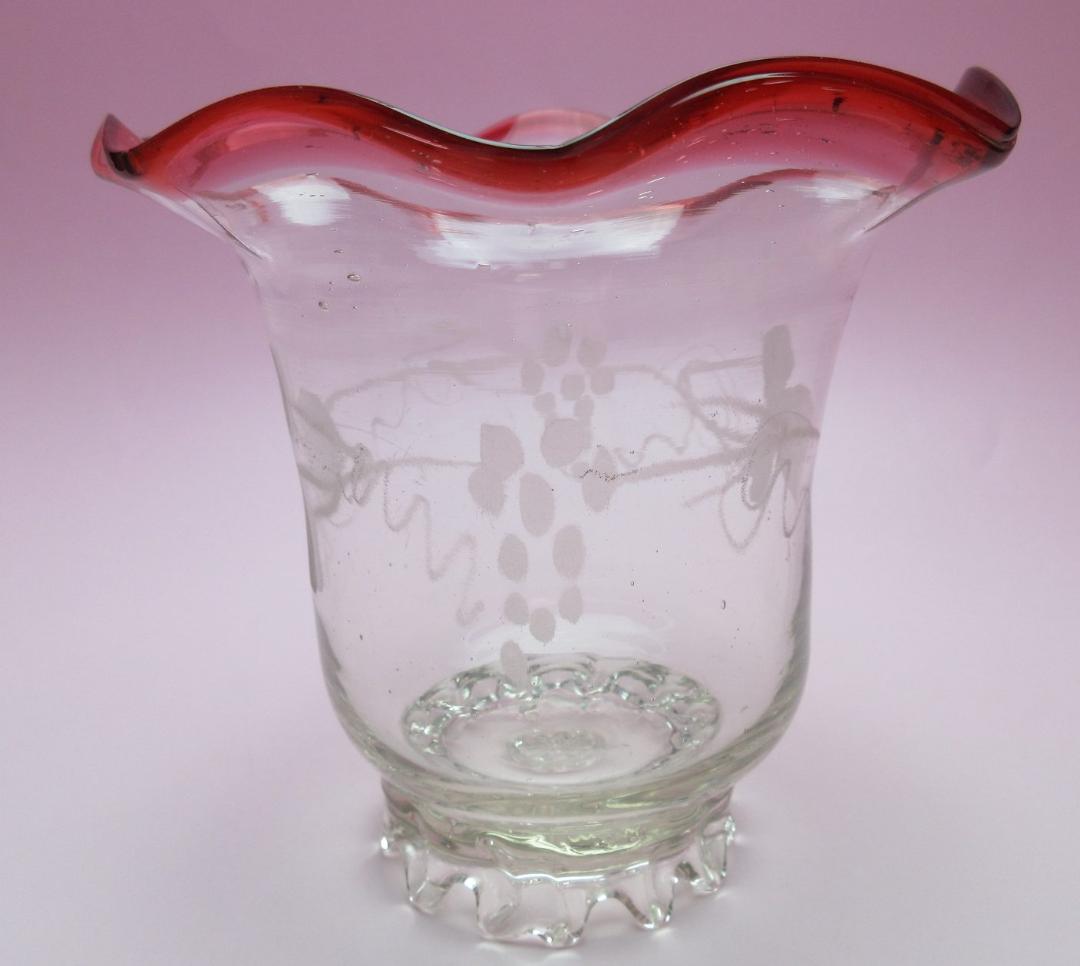 アンティーク 明治期～大正期 フリル 氷コップ デザートグラス 70816