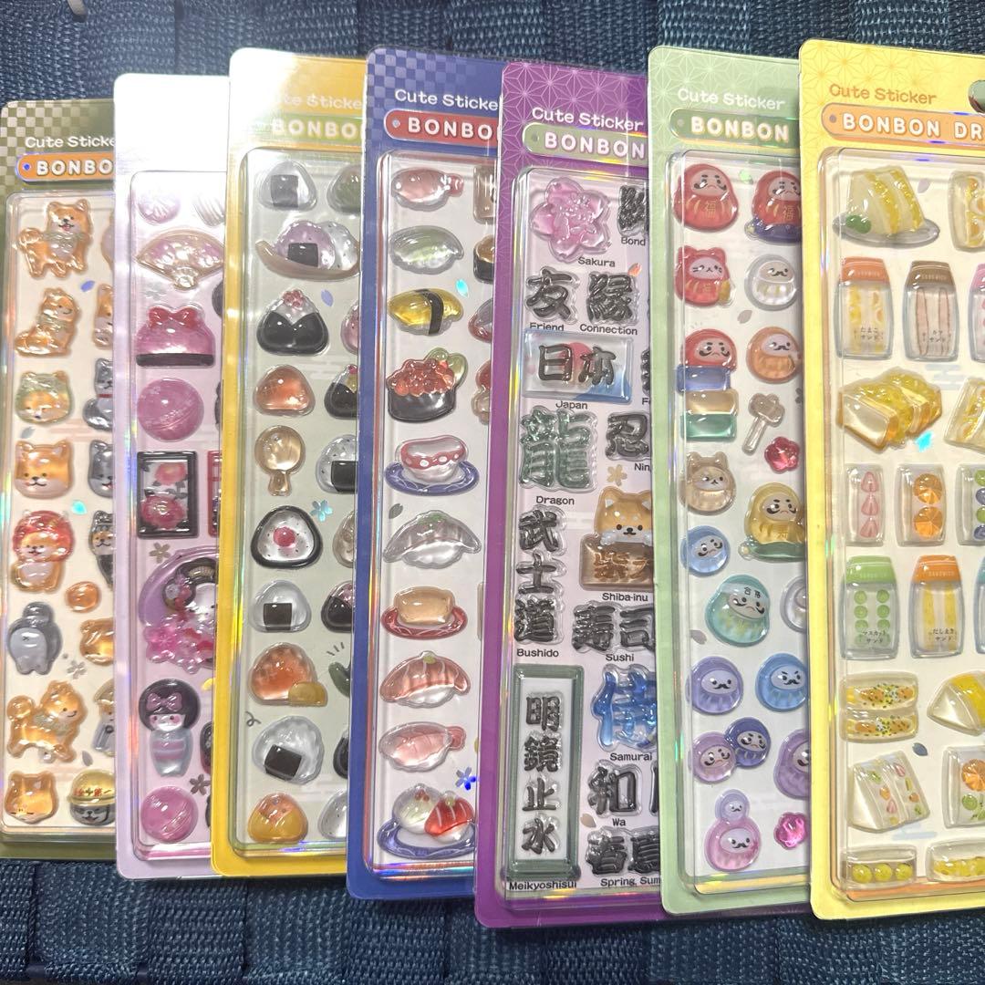 【正規品】ボンボンドロップシール 新作 和柄 サンドイッチ だるま 漢字 7点