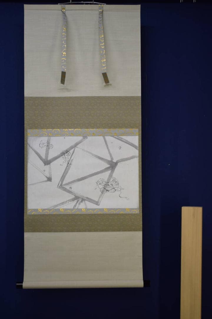 不詳/作者不明/ネズミ図/鼠/干支/子/横物/タトウ箱付/布袋屋掛軸HJ-481