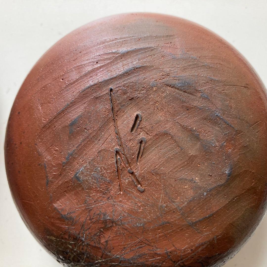 原田拾六　備前焼　向付　５客　共箱、陶歴、共布も５枚　抜群の上り