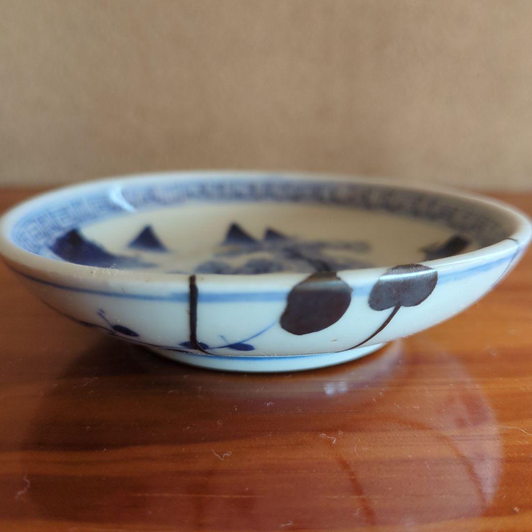 青と白の風景画 陶器皿 5枚セット