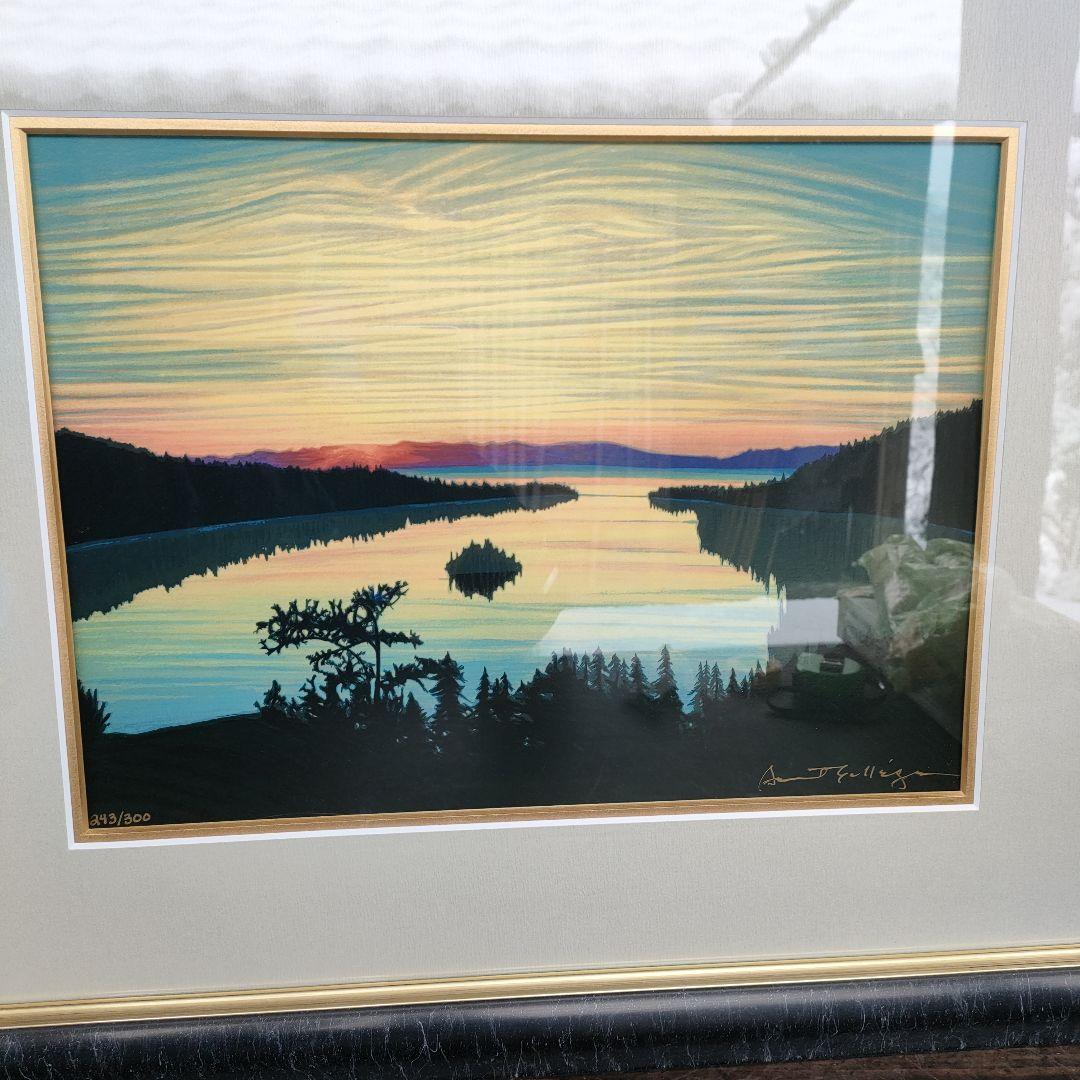 【真作】デイビッド・ガエーゴス エメラルドベイサンライズ シルクスクリーン 版画