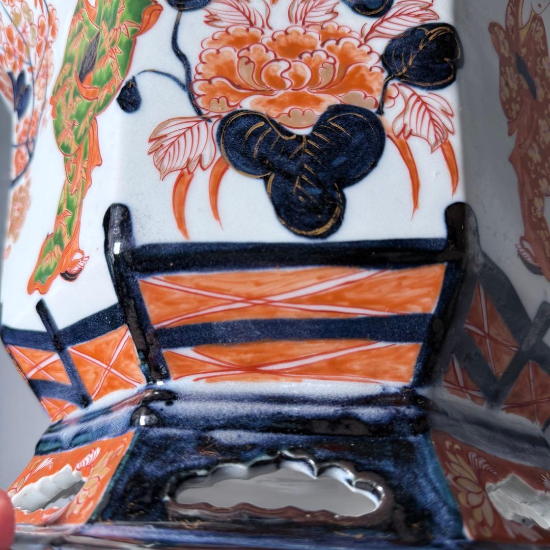 幕末〜明治期　染錦美人図大鉢　盆栽　植木鉢　高さ26cm　直径37.5cm