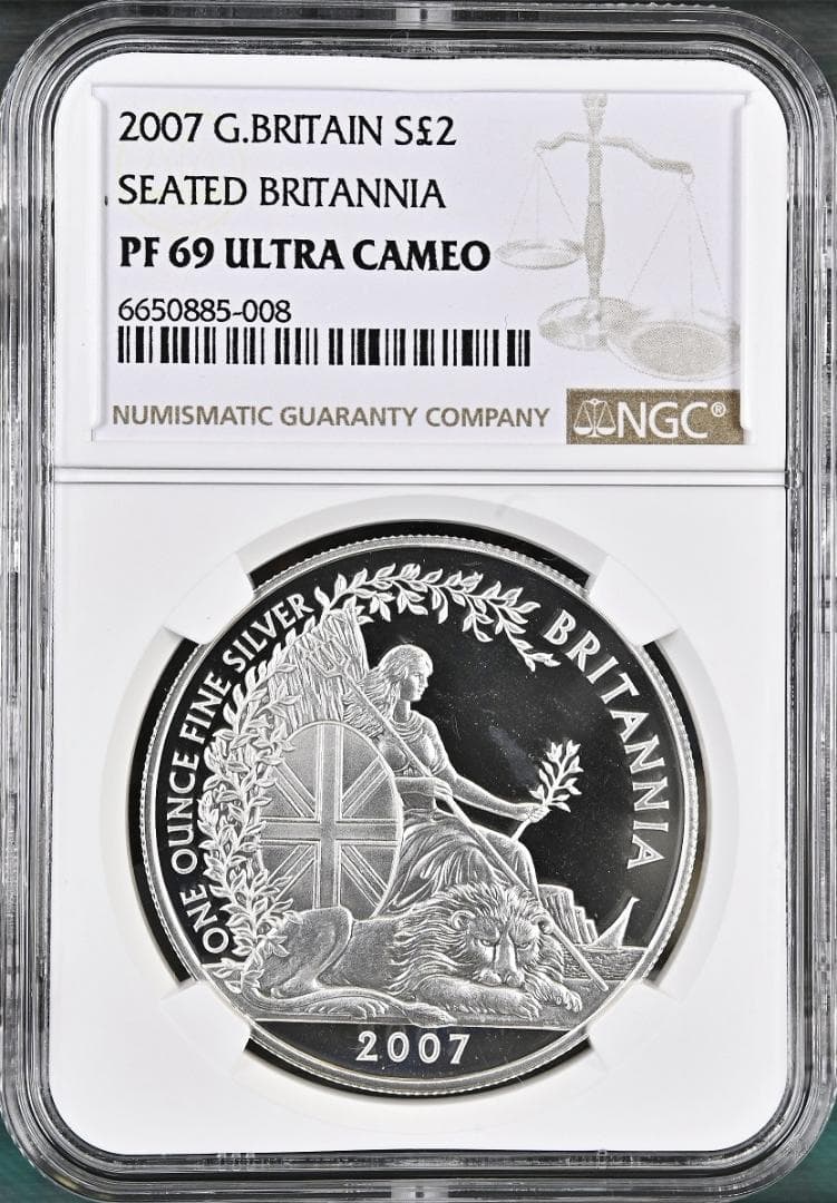 2007年 イギリス シーテット ブリタニア ライオン 銀貨 4枚セット NGC