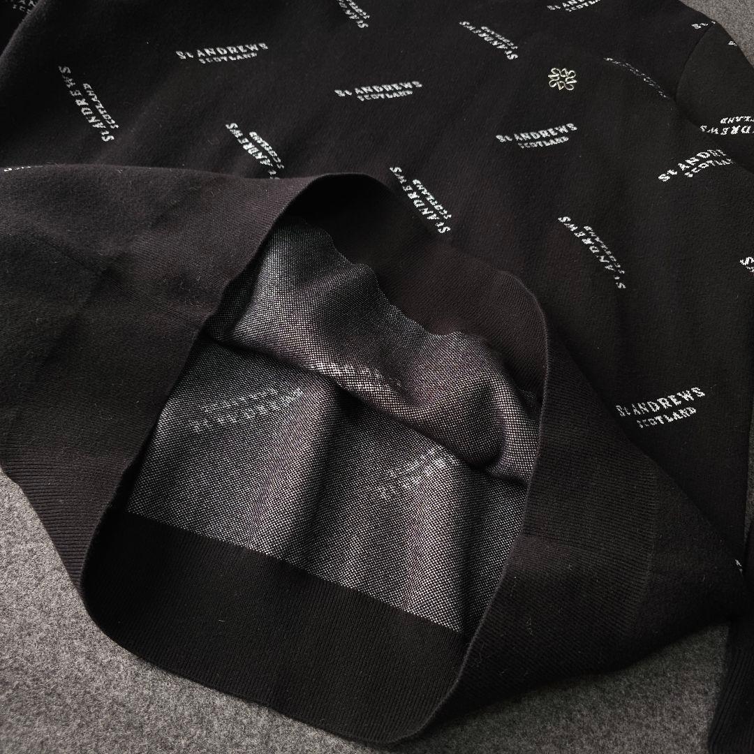 【セントアンドリュース】秋冬 総柄 ロゴネーム 長袖ゴルフニットセーター L