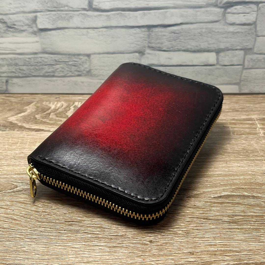 ルアーワレット　本革レザー　手染めアンティークレッド　ハンドメイド　渓流　ミノー