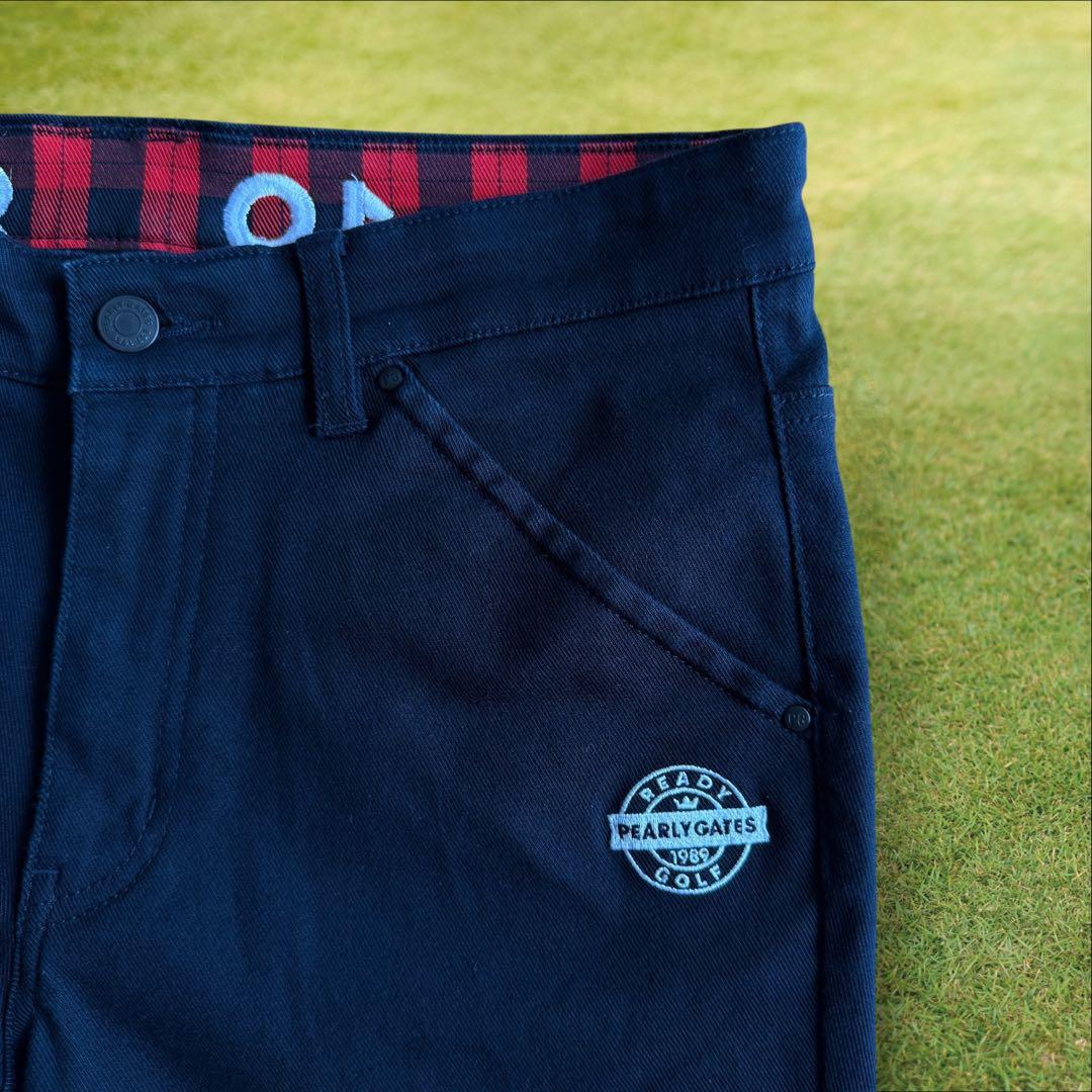 パーリーゲイツ　パンツ　M〜L相当　紺　濃紺　ネイビー　コットン素材　生地厚