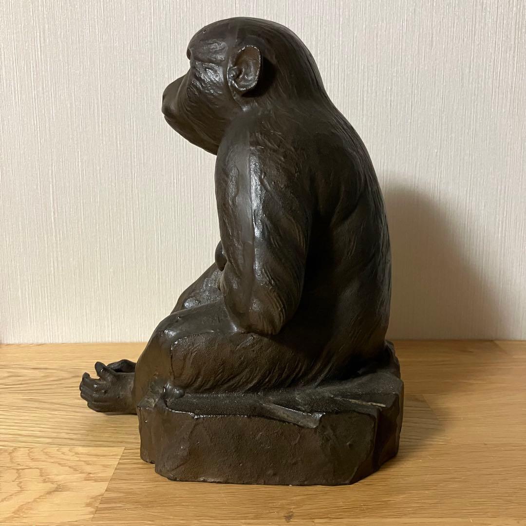 ※交渉中　高岡銅器　日展作家　環水造　猿　置物　オブジェ　➕　備前焼　銘々皿5枚