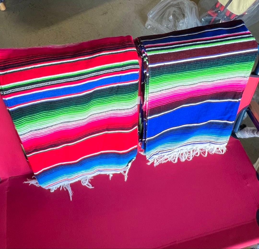 新品　MEXICICAN SARAPE RUG メキシカンラグ　bule