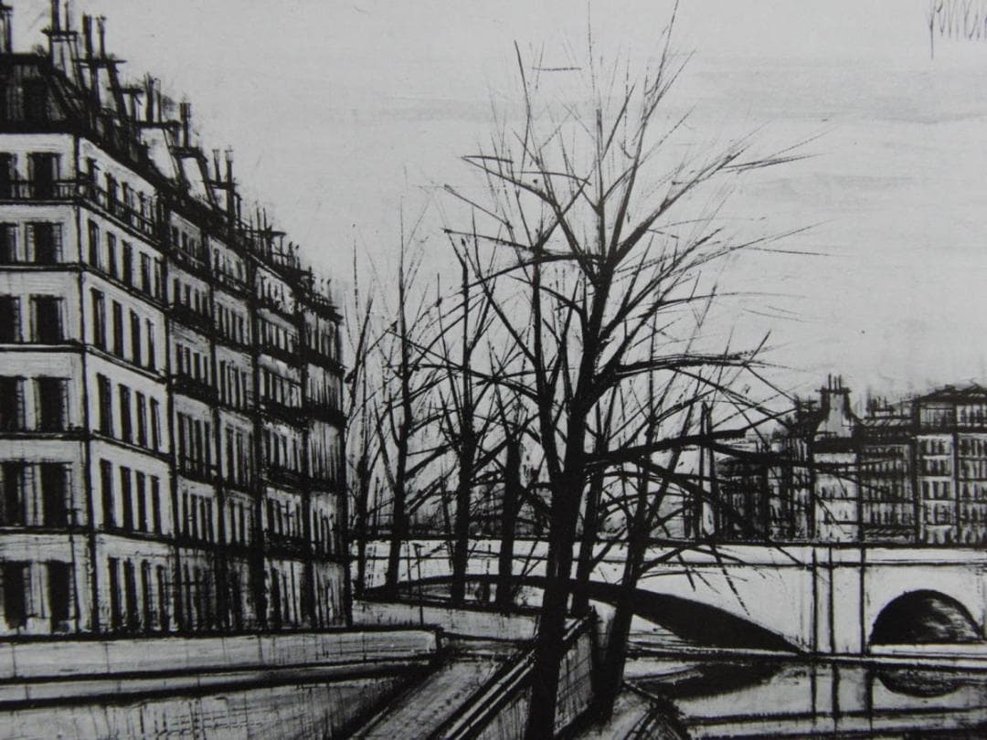 ベルナール・ビュッフェ,希少画集の額装画,オーダーマット付・日本製新品額入り