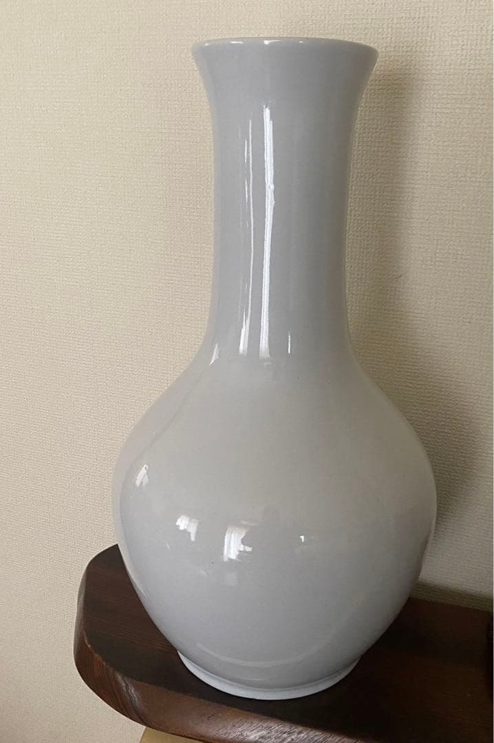 中国美術 中華民國 大白球瓶 花入 花器 古玩 唐物 高さ49cm X26cm