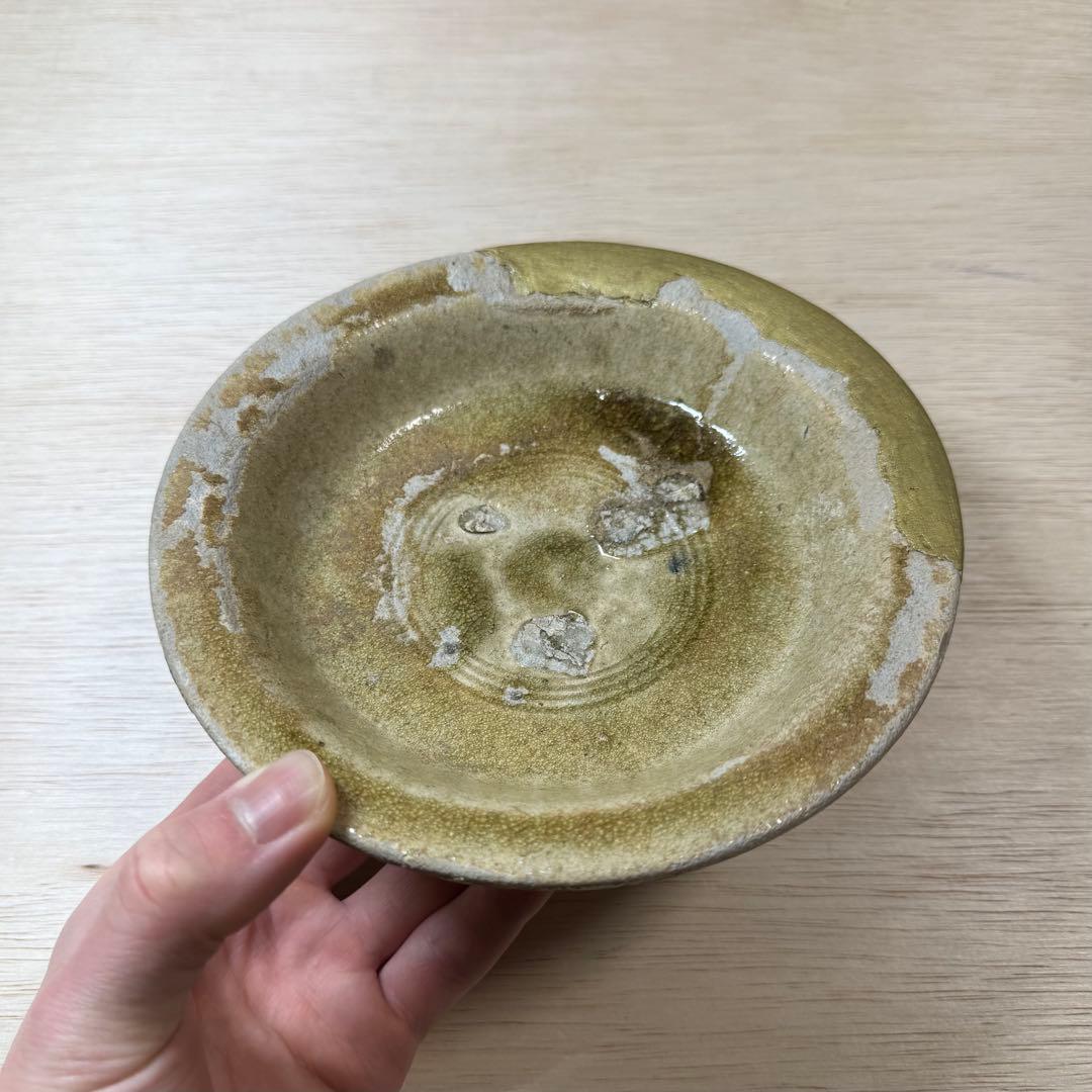 古瀬戸 高台おろし皿 卸皿 中皿 鎌倉時代 灰釉 山茶碗 陶片 古美術 骨董