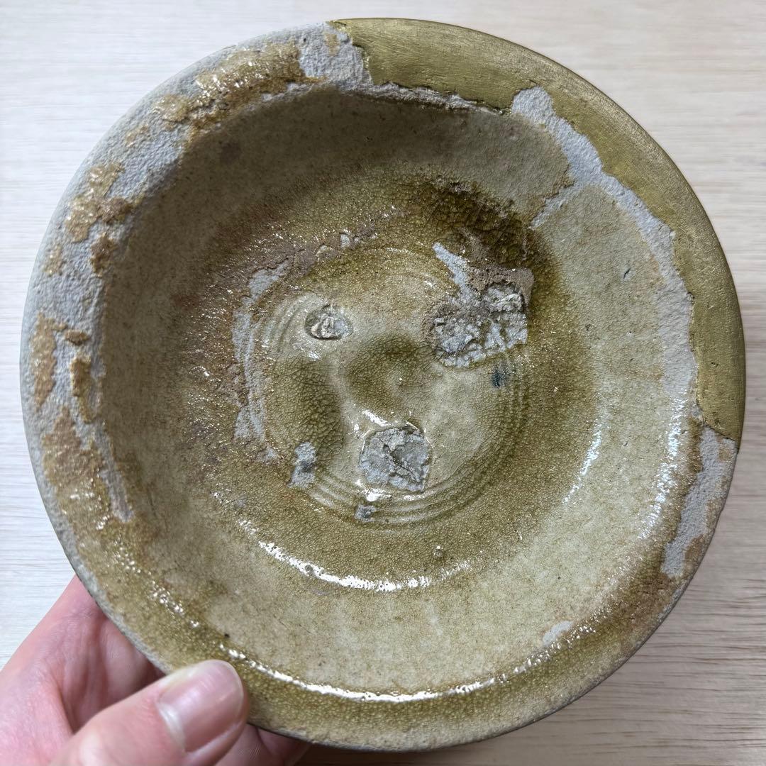 古瀬戸 高台おろし皿 卸皿 中皿 鎌倉時代 灰釉 山茶碗 陶片 古美術 骨董