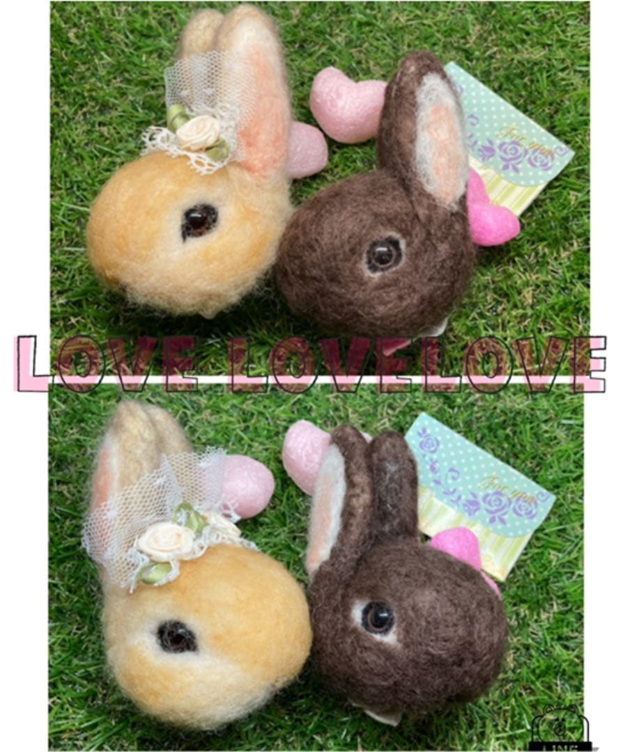 うさぎのママ様　うさぎ羊毛フェルトストラップ