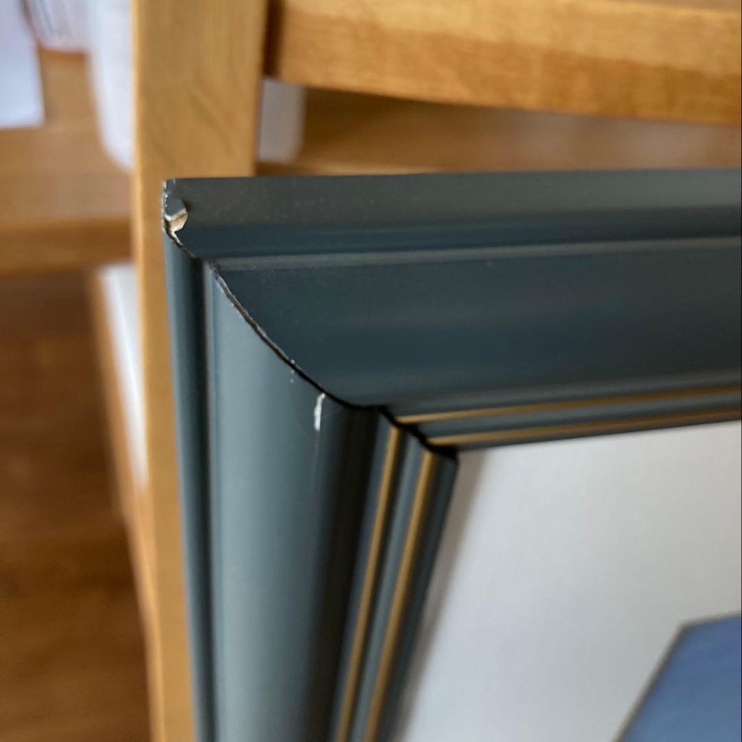 油絵　抽象画　Jiri Votruba作　油彩画　ブルー　青　額入り