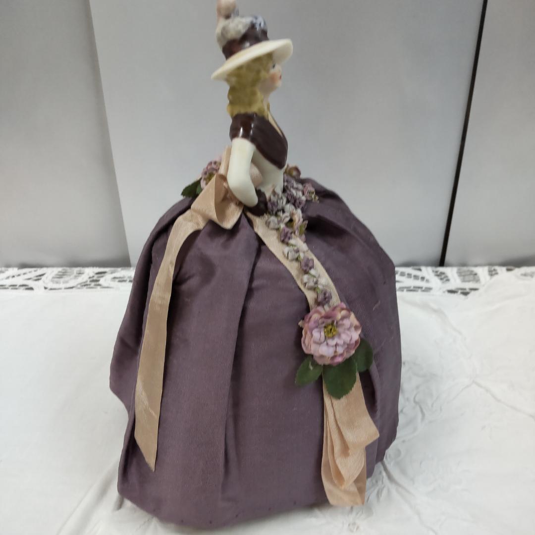 ハーフドール　ピンクッション　バイオレット　アンティーク風