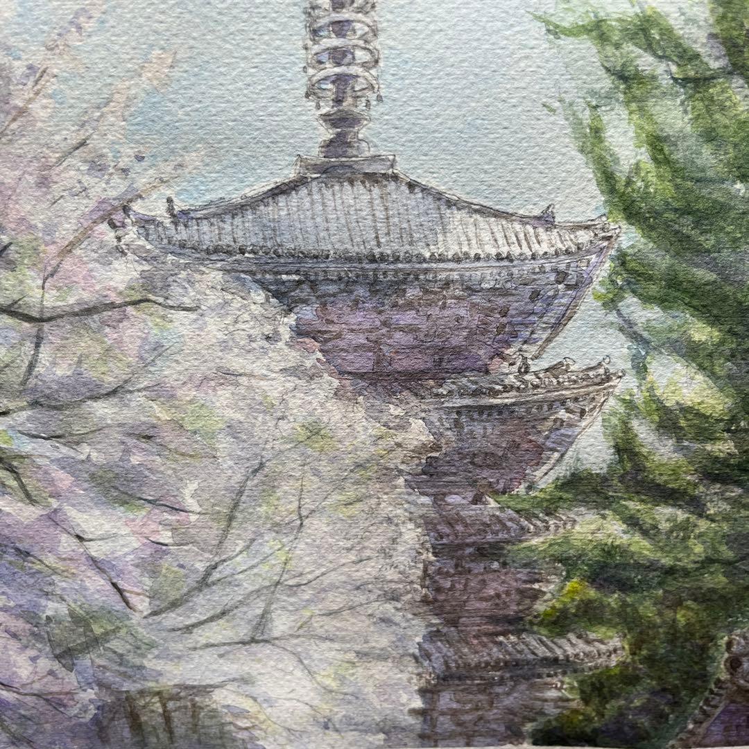 動画投稿中　F4 醍醐寺　手描き水彩画　直筆原画　京都世界遺産