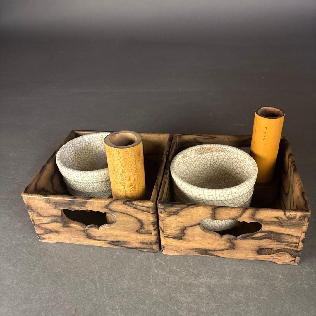 黒柿　煙草盆　２点