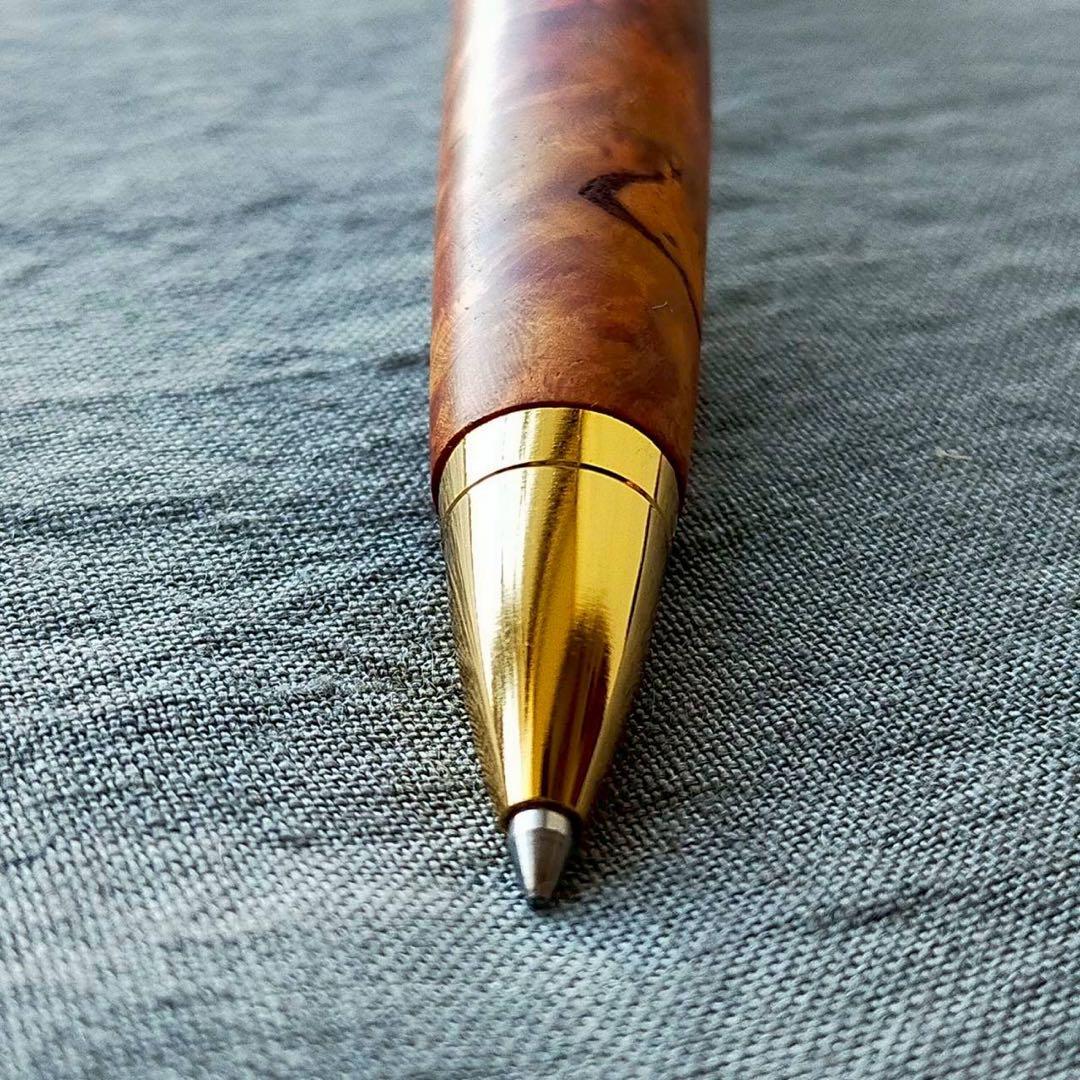 極上本花梨瘤　ハンドメイド　木軸ボールペン　G2　天然木　ゴールド